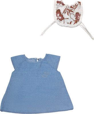 CREATIVE KID'S Baby Girls Midi/Knee Length Casual Dress(Blue, Half Sleeve)