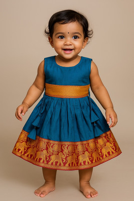 CalendarArt Girls Midi/Knee Length Casual Dress(Light Blue, Sleeveless)