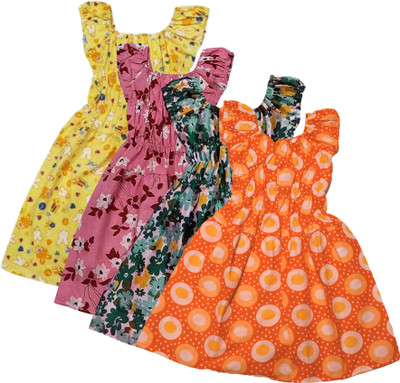 Shalinee Creations Girls Midi/Knee Length Casual Dress(Multicolor, Short Sleeve)