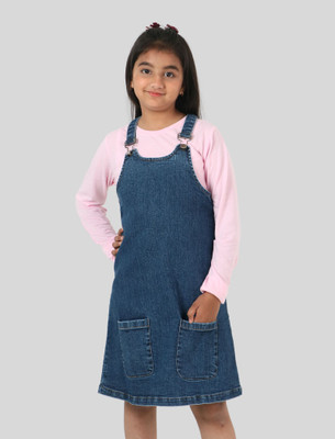 Tweeny Mini Indi Girls Below Knee Casual Dress(Blue, Sleeveless)