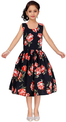 Wish Littles Girls Below Knee Casual Dress(Multicolor, Sleeveless)