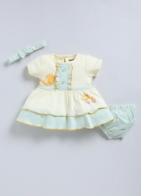 Smart Baby Baby Girls Midi/Knee Length Casual Dress(Light Green, Short Sleeve)