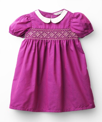 BEEBAY Indi Baby Girls Midi/Knee Length Casual Dress(Purple, Short Sleeve)