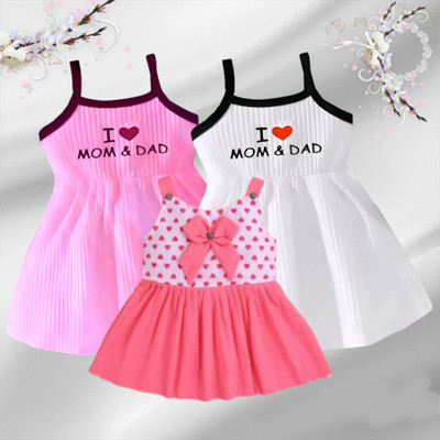 MODERN CLOTHSTORES Baby Girls Above Knee Casual Dress(Pink, Sleeveless)