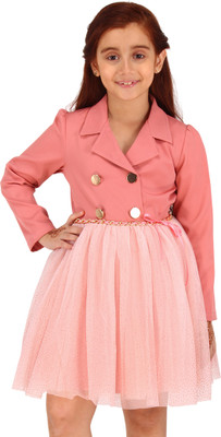 Cutecumber Indi Baby Girls Midi/Knee Length Casual Dress(Pink, Full Sleeve)