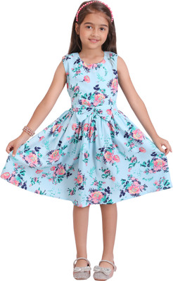 TishuMishu Girls Below Knee Casual Dress(Multicolor, Sleeveless)