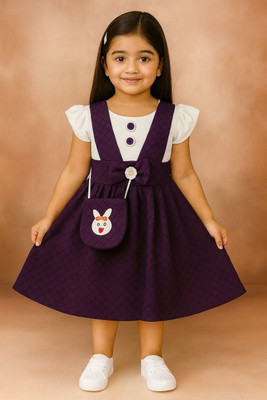 SAINAGARMENTS Indi Baby Girls Below Knee Casual Dress(Purple, Half Sleeve)