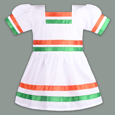 Wishkaro Baby Girls Midi/Knee Length Festive/Wedding Dress(White, Short Sleeve)