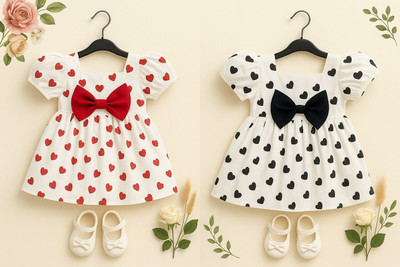 Elite attire Baby Girls Above Knee Party Dress(White, Short Sleeve)