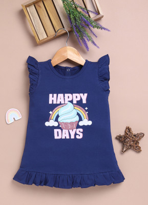 LIL KNOTS Baby Girls Midi/Knee Length Casual Dress(Blue, Fashion Sleeve)