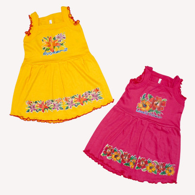 Girifashion Baby Girls Mini/Short Casual Dress(Yellow, Pink, Sleeveless)