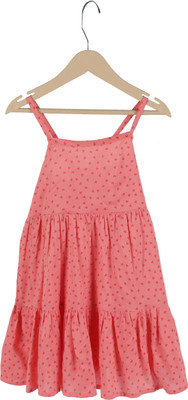 nuevoskiddos Baby Girls Above Knee Casual Dress(Orange, Sleeveless)