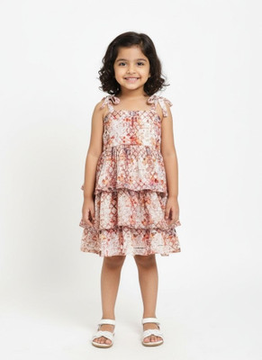 KidsKouture Baby Girls Midi/Knee Length Casual Dress(Beige, Noodle strap)