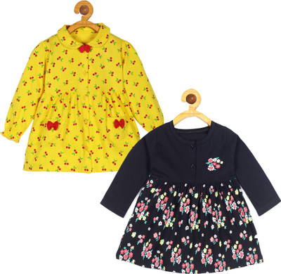 babeezworld Indi Baby Girls Midi/Knee Length Casual Dress(Multicolor, Full Sleeve)