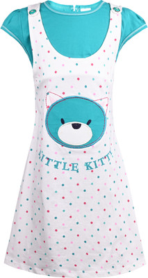 Silver Kraft Girls Midi/Knee Length Casual Dress(Green, Cap Sleeve)