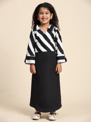 kalagunj Indi Girls Maxi/Full Length Casual Dress(Black, Full Sleeve)