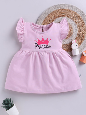 YK X Tinyo Baby Girls Midi/Knee Length Casual Dress(Pink, Short Sleeve)