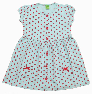 Clothe Funn Girls Midi/Knee Length Casual Dress(Light Blue, Short Sleeve)