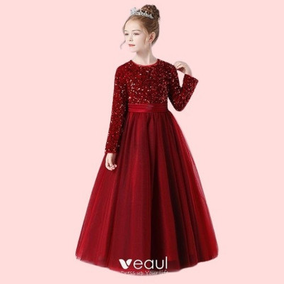 VAANI ENTERPRISE Girls Maxi/Full Length Festive/Wedding Dress(Pink, Full Sleeve)