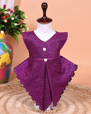 B R Dresses Indi Baby Girls Midi/Knee Length Party Dress(Purple, Sleeveless)