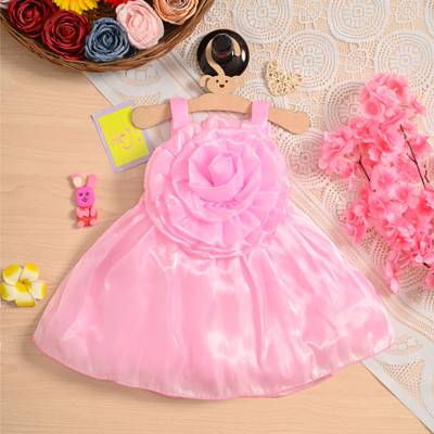 ROSE TEXTILE Baby Girls Midi/Knee Length Casual Dress(Pink, Sleeveless)