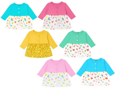 SMILEY APPU CLOTHING Indi Baby Girls Below Knee Casual Dress(Multicolor, Full Sleeve)