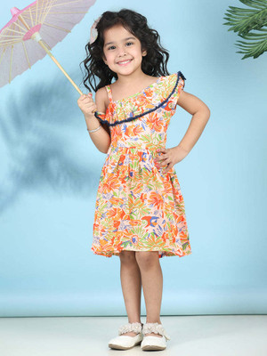 CUTIEKINS Girls Below Knee Casual Dress(Multicolor, Sleeveless)