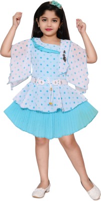 Moonlight Baby Girls Above Knee Casual Dress(Blue, Half Sleeve)