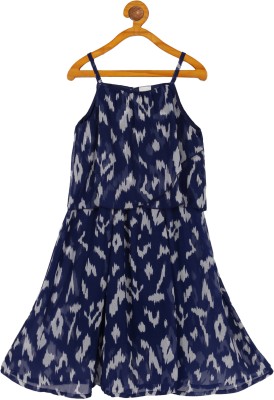 Plum Tree Girls Midi/Knee Length Casual Dress(Blue, Sleeveless)