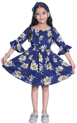 Wish littlle Girls Midi/Knee Length Party Dress(Multicolor, 3/4 Sleeve)