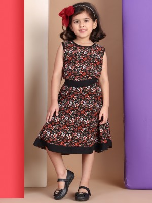 BAAWRI Girls Midi/Knee Length Casual Dress(Black, Sleeveless)