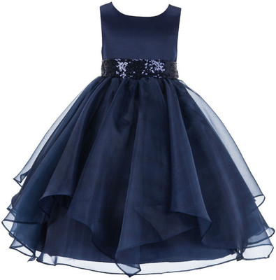 Wish littlle Girls Maxi/Full Length Party Dress(Dark Blue, Sleeveless)