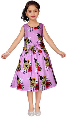 Wish Littles Girls Below Knee Casual Dress(Pink, Sleeveless)