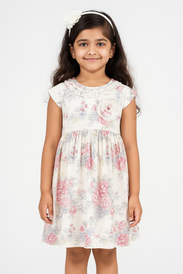 JusCubs Girls Above Knee Party Dress(White, Half Sleeve)