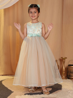 Toy Balloon Kids Girls Maxi/Full Length Party Dress(Blue, Sleeveless)