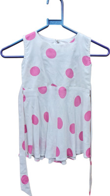 rayie collection Indi Girls Midi/Knee Length Party Dress(White, Sleeveless)