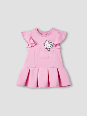 JUNIORS by Babyshop Girls Midi/Knee Length Casual Dress(Pink, Cap Sleeve)