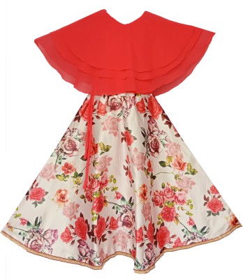 My Lil Princess Girls Maxi/Full Length Festive/Wedding Dress(Red, Sleeveless)