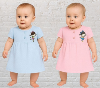 Shakubhar Fashion Baby Girls Midi/Knee Length Casual Dress(Multicolor, Short Sleeve)