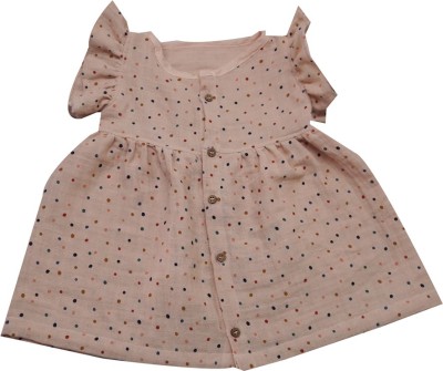 MERCURY WEAVERS Baby Girls Midi/Knee Length Casual Dress(Beige, Short Sleeve)