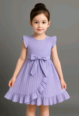Mullick the designer Baby Girls Midi/Knee Length Casual Dress(Light Blue, Short Sleeve)