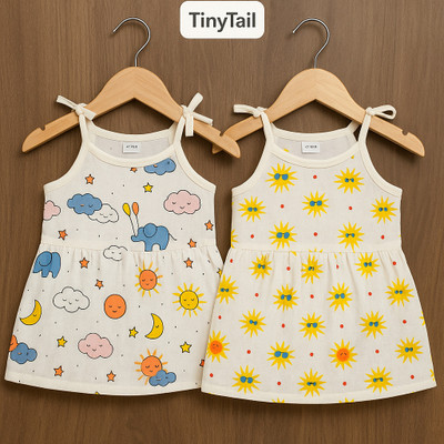 TinyVail Baby Girls Below Knee Casual Dress(White, Sleeveless)
