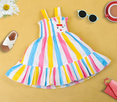 Anaya Azrin Indi Baby Girls Midi/Knee Length Casual Dress(Multicolor, Sleeveless)