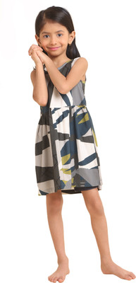 Baby Island Girls Above Knee Casual Dress(Multicolor, Sleeveless)