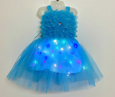 AsSahanaraDresses Baby Girls Midi/Knee Length Party Dress(Blue, Sleeveless)