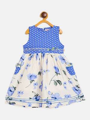 Camey Girls Midi/Knee Length Party Dress(Blue, Dark Blue, Sleeveless)