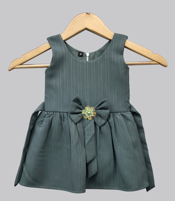 HouseOfCommon Indi Baby Girls Midi/Knee Length Party Dress(Blue, Sleeveless)
