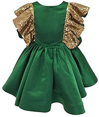 PINK WINGS Girls Midi/Knee Length Party Dress(Green, Cap Sleeve)