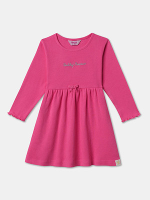 R&B Baby Girls Midi/Knee Length Casual Dress(Pink, 3/4 Sleeve)