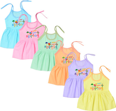 sathiyas Baby Girls Midi/Knee Length Casual Dress(Multicolor, Sleeveless)
